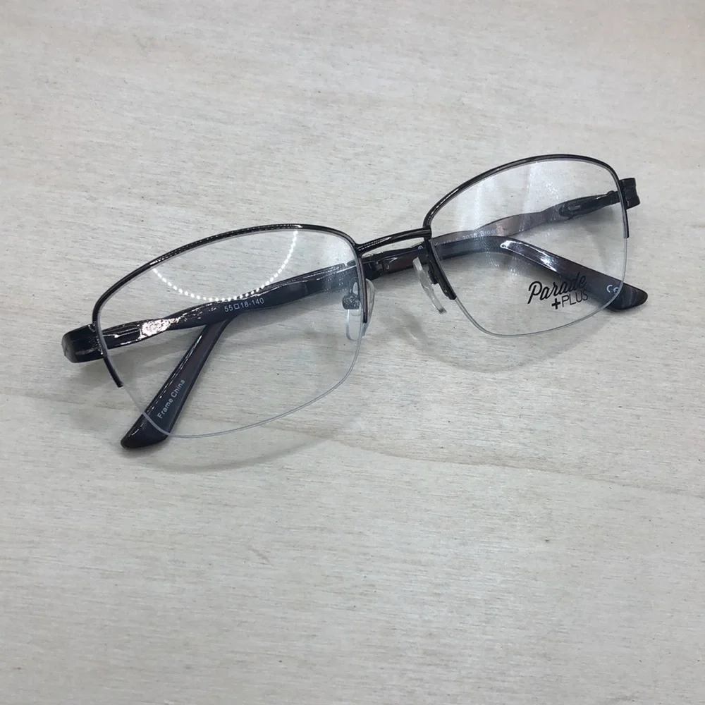 Parade Plus Eyewear 2038 Brown Metal Half Rim Square Frame